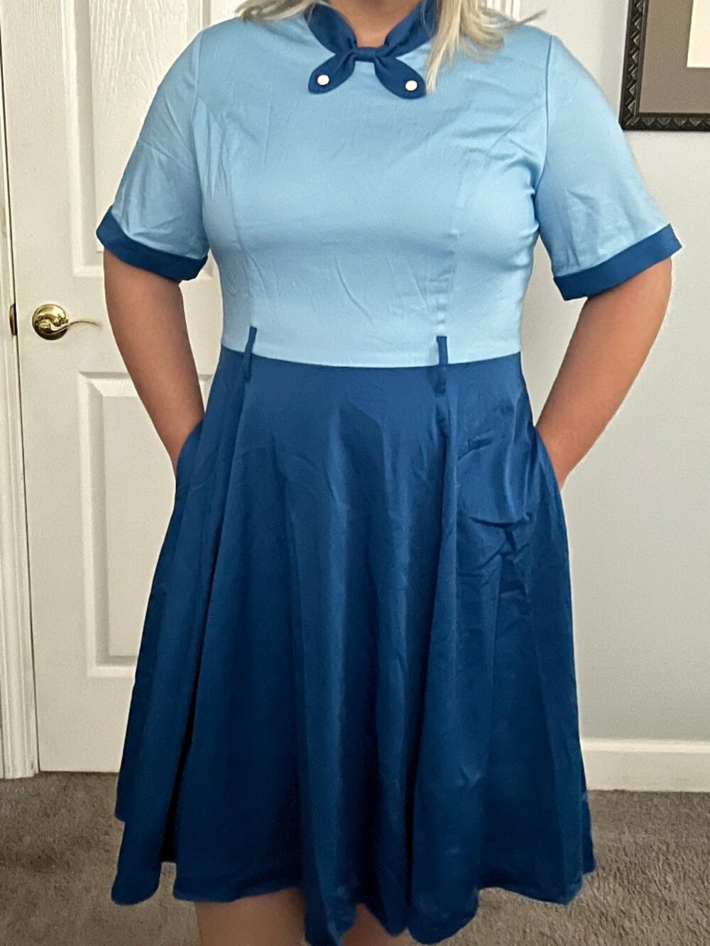 Disney Her Our Universe Blue Navy Nautical Dress sz 18 2xL Cosplay Pockets
